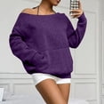 thumbnail image 6 of Women's Fall Fashion Oversized Off Shoulder Sweatshirt Long Sleeve Drop Shoulder Casual Y2K Pullover Tops Purple S, 6 of 7