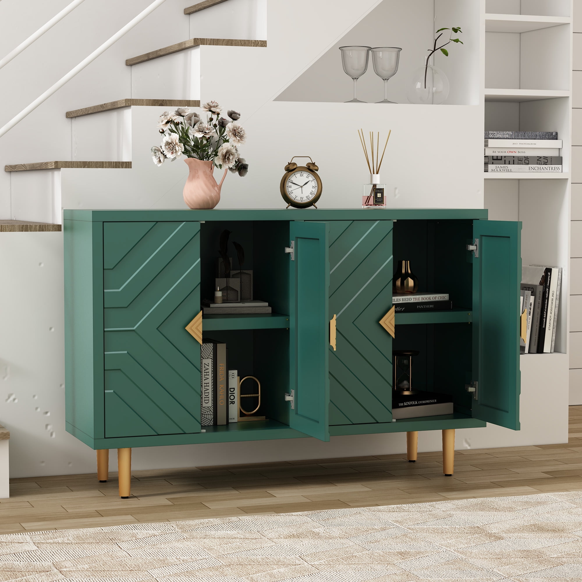 HLR 48'' Black Modern Credenza, 14.76 HLR 48'' Black Modern Credenza, 14.76