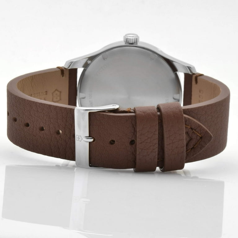Victorinox Alliance Silver Dial Brown Leather Men's Watch 241806