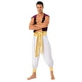 thumbnail image 3 of Aislor Men's Halloween Arabian Prince Costume Adult Persian Role Play Golden Vest and Harem Pant Suit A White XL, 3 of 7
