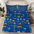 thumbnail image 2 of Homewish Cartoon Excavator Truck Twin Sheet Sets,Equipped Truck Bulldozer Twin Fitted Sheet,Deepblue Yellow Flat Sheet For Boys Kids,Microfiber Bedroom Decor,3pcs, 2 of 7