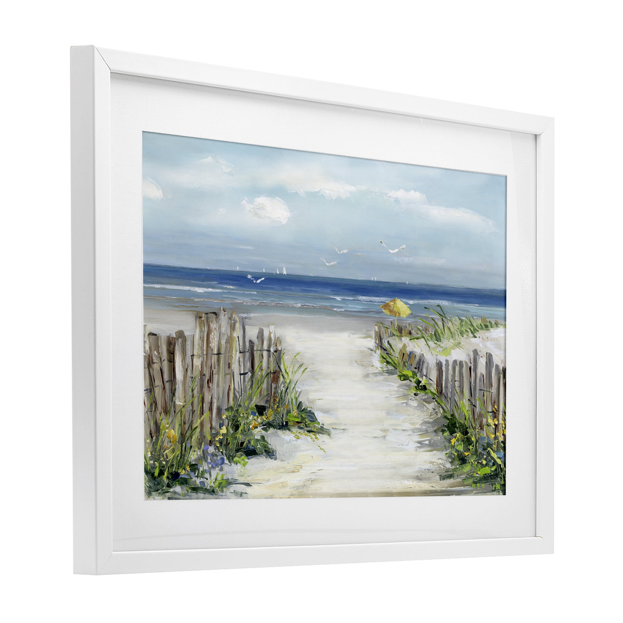 Stupell Industries Sunlit Dune Path To Ocean White Framed Print Under Glass, design by Sally Swatland