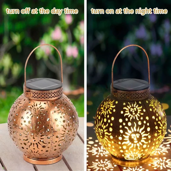 PURELY- Solar Powered Lantern Classic Vintage Hanging Lantern Light Garden Outdoor Décor