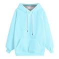 thumbnail image 7 of ITSAME Womens Hoodie, Fashion Solid Color with Pocket Loose Fit Pullover Hooded Sweatshirt Light Blue XL, 7 of 7