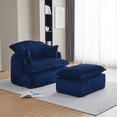 thumbnail image 3 of Gewnee Convertible Corduroy Armchair with Ottoman - Modern Compressed for Small Spaces, Living Room, 3 of 13