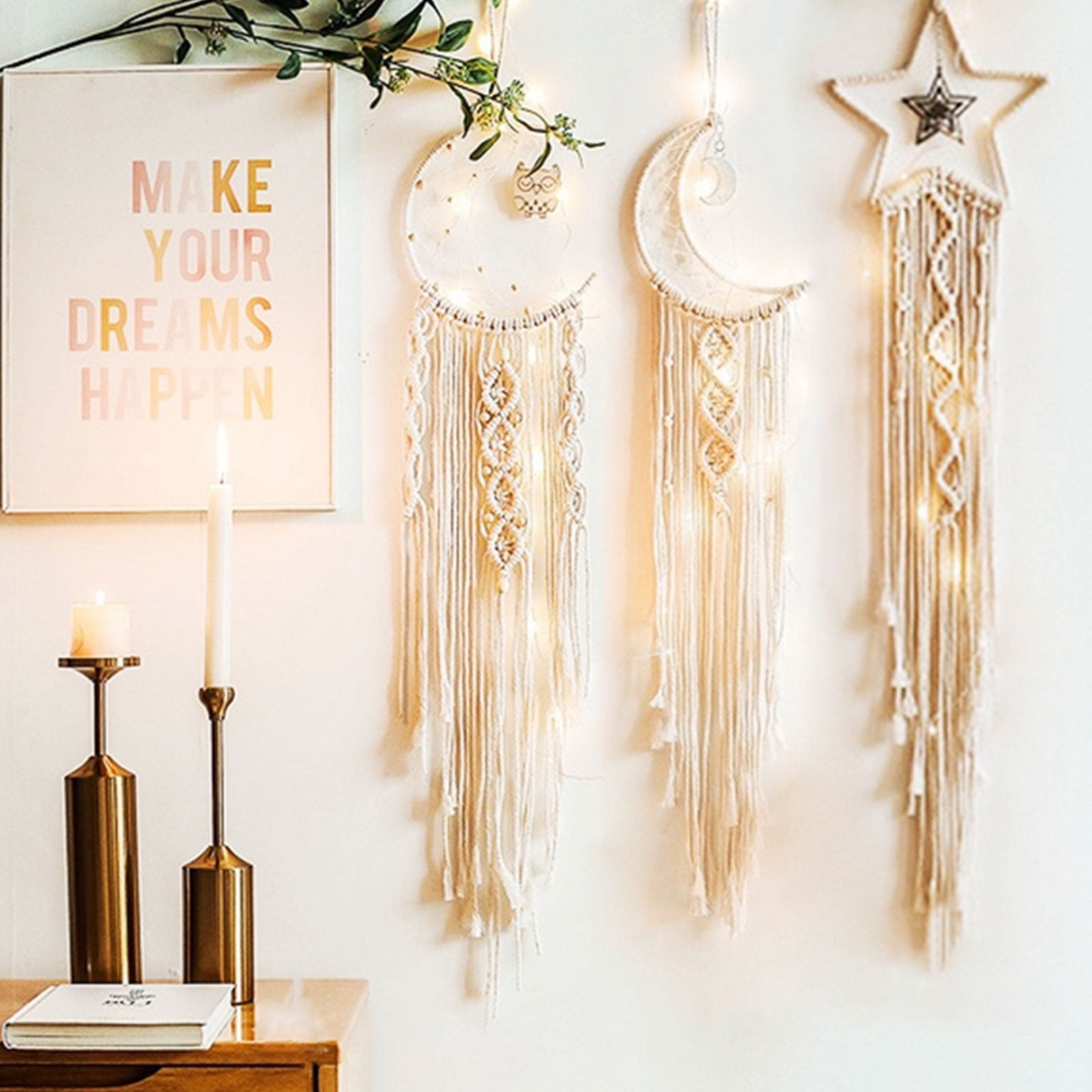 Dreamcatcher Dream Catcher Wall Hanging Decor Large Star Moon Natural Feather 