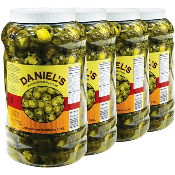 Daniel's - Piments Jalapeño Tranchés - 1 Unité - 3,78 L - Essentiel Culinaire en Vrac Acidulé et Relevé (1 Unité)
