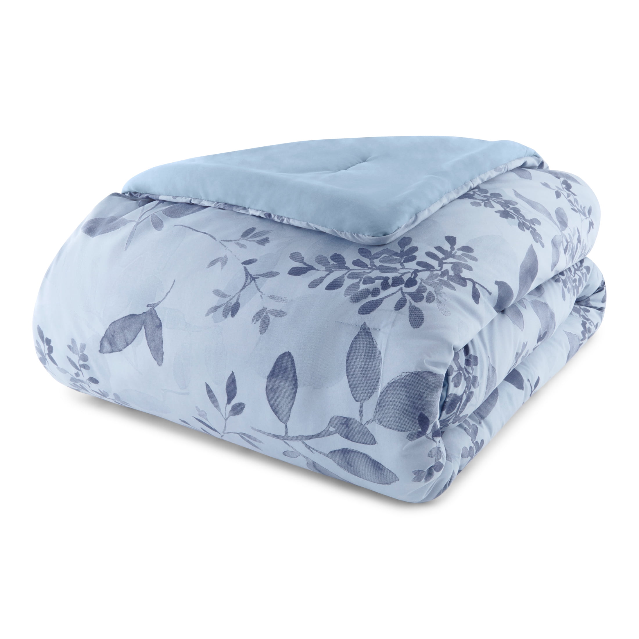 Mainstays All in One Reversible Comforter and Sheet Set- 11 Piece, Full, Blue Floral