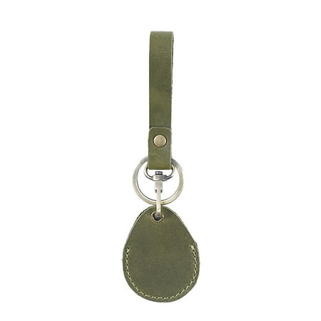 

Leather Access Key Chain Key Ring Bus Bank Coins Holder Bag (Oil Wax Olive Green IC Electronic Access Control Cover)