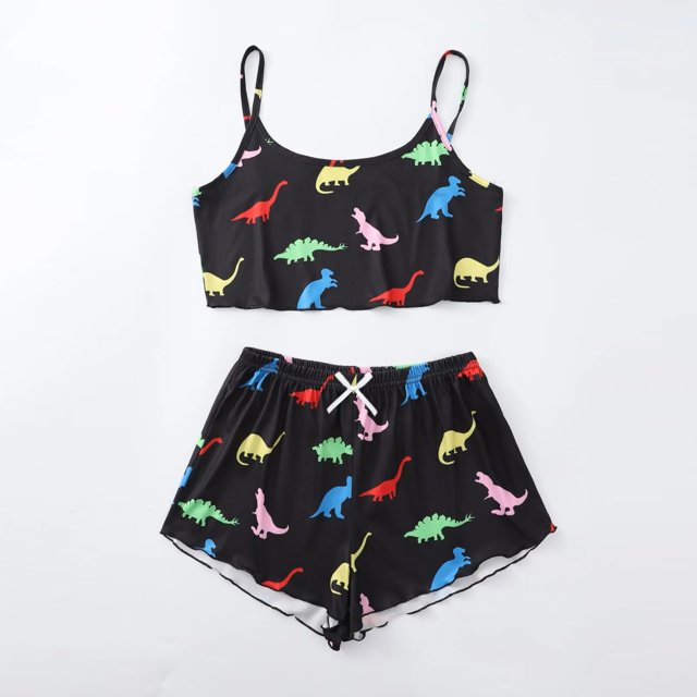 Conjunto de pijama con estampado de mariposa para mujer, ropa de dormir Sexy de talla grande, traje de Casa de 2 piezas, lencería para estar por casa, camisón de verano