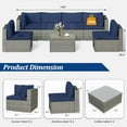 thumbnail image 7 of RoyalCraft Outdoor Patio Furniture Set, 7 Pieces Outdoor Wicker Sectional Sofa with Waterproof Cover, Blue Cushions with Strip and Zippers, Grey, 7 of 7