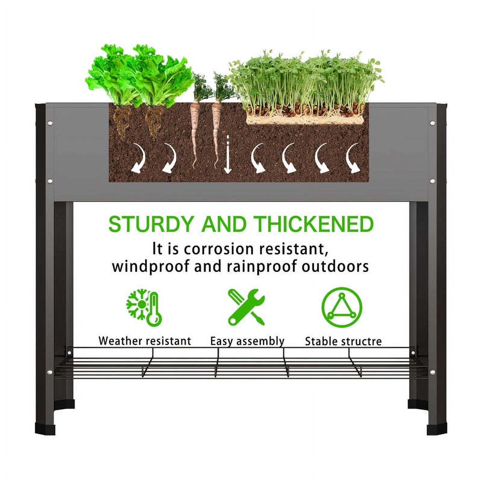 Walsport 40'' Raised Garden Bed Outdoor Elevated Planter Metal Plant Box with Legs Standing Garden Stand,Galvanized Steel Frame Planter Box for Vegetables, Flowers, Herbs, Black