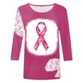 thumbnail image 4 of Luxalzxs Breast Cancer Awareness T Shirt for Women Pink Ribbon Print 3/4 Length Sleeve Round Neck Tops Cancer Fight Inspirational Tee, 4 of 4