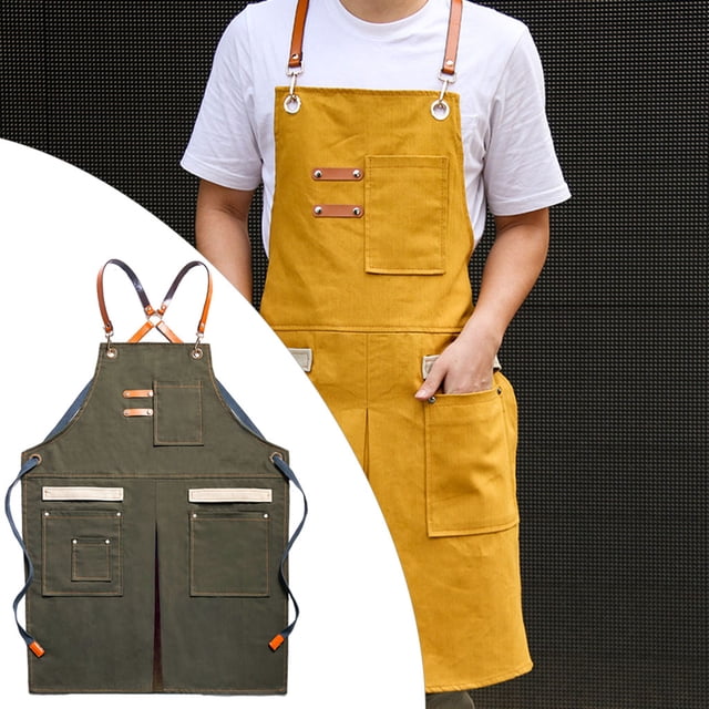 Delantal de lona con bolsillos para pintura , cafeterías, carpintería, , corte de pelo, carnicero, cocina, adultos, belleza, Verde Macarena Delantal de lona