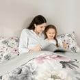 thumbnail image 5 of Manfei Tropical Blossoms King Size Comforter Sets for Girls, Peony Floral Bedding Comforter Set, Tropical Flower Bedding Set, Pink Beige Gray, Reversible 3pcs, 5 of 8