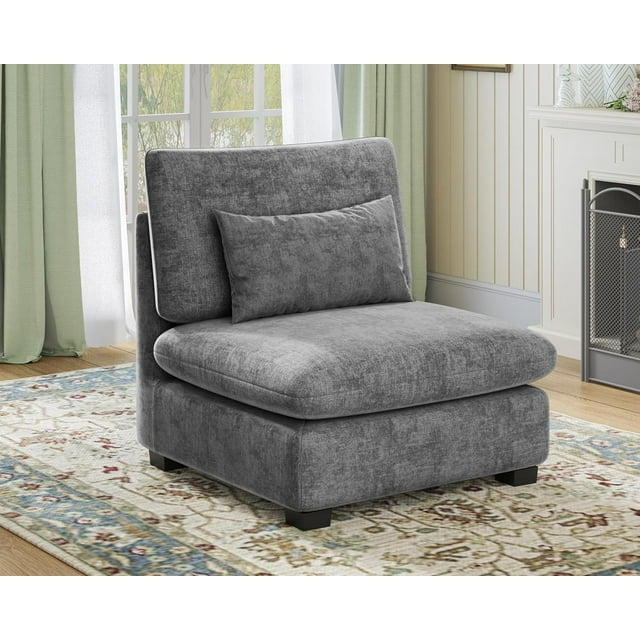 CHIC HOUSE Siège de Canapé Modulaire en Velours Côtelé, Module de Sofa Convertible Simple, Unité Sectionnelle Surdimensionnée en Tissu Chenille pour Salon