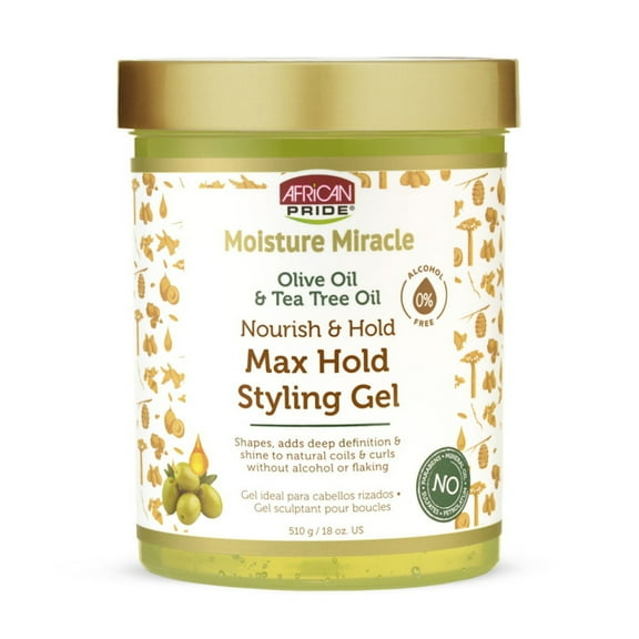 African Pride Moisture Miracle Max Hold Styling Gel With Olive And Tea Tree Oil, 18 Oz, 3 Pack