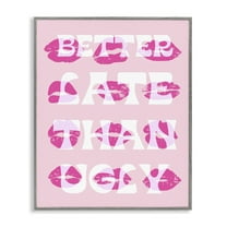 Stupell Industries Better Late Than Ugly Beauty & Fashion Painting Gray Framed Art Print Wall Art, 16 x 20