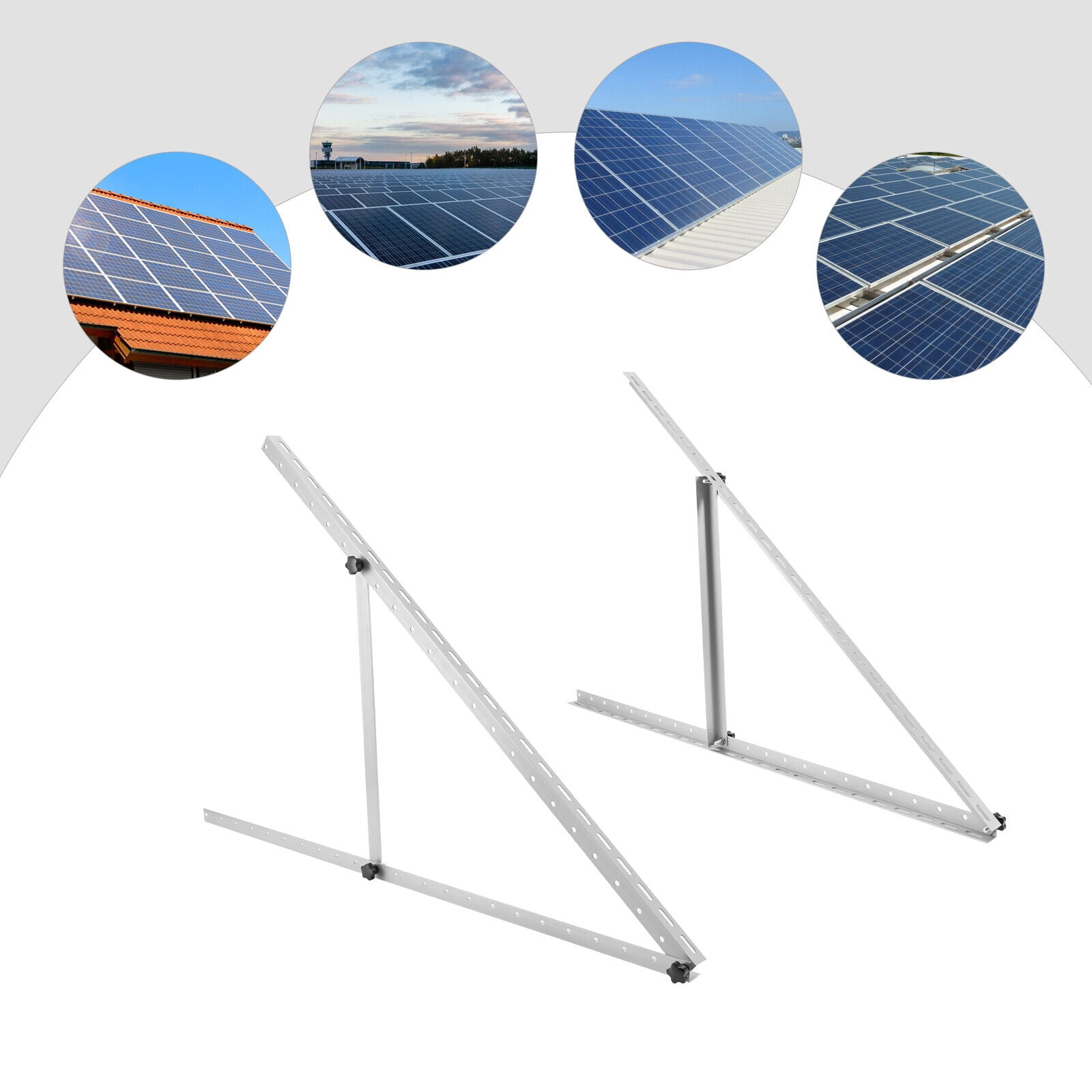 45" Adjustable Solar Panel Mounting Brackets Kit System Aluminum Alloy for 2PCS Solar Panels Used in RV, Ship, Roof, Shed, Sea, Ground, Garage
