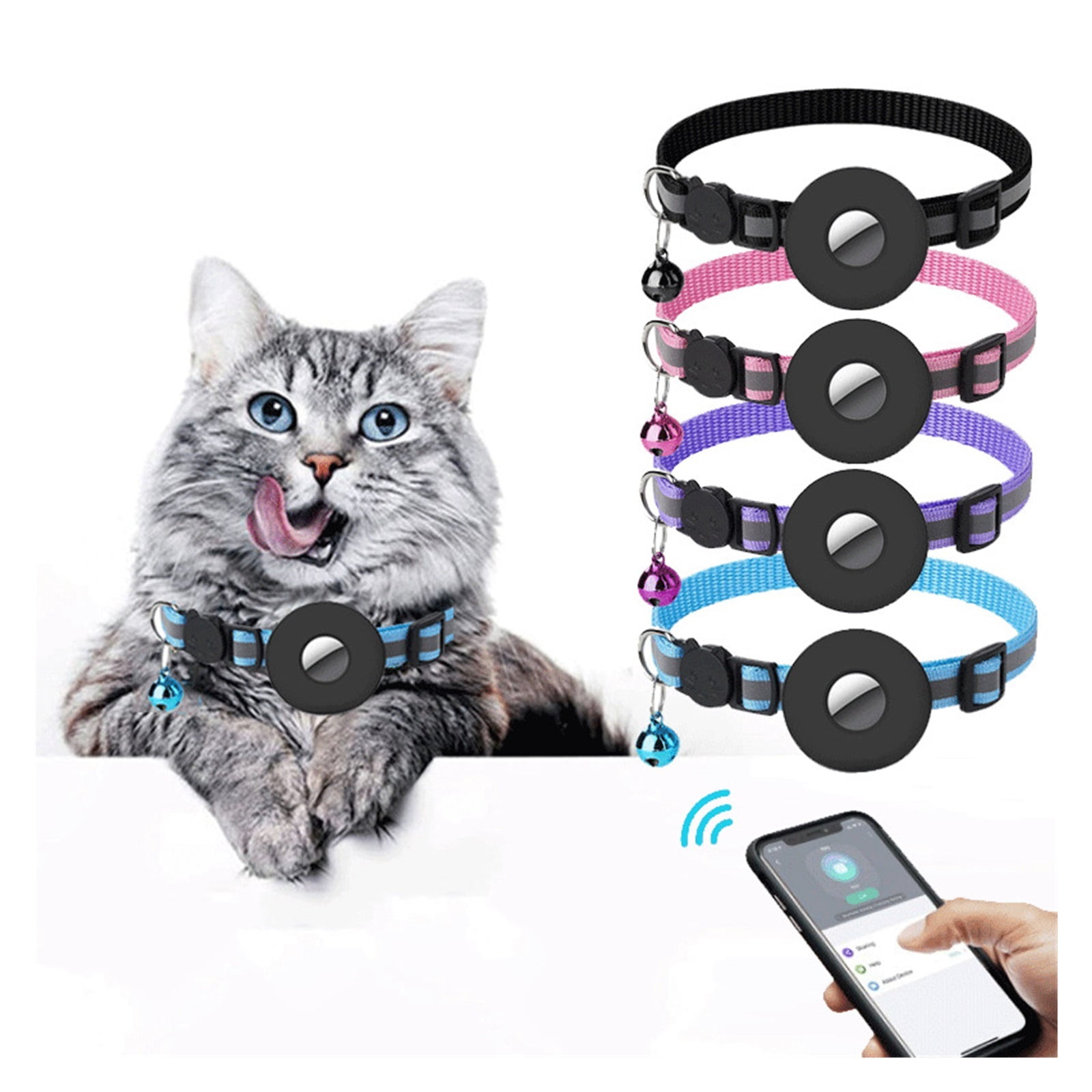 2pcs For Cover Cat Collar Bell Ring Luminous Nylon Kitten Dog Collar For GPS Finder Anti Loss Tracker Device - Quick Location