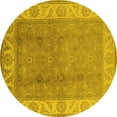 thumbnail image 1 of Ahgly Company Machine Washable Indoor Round Oriental Yellow Traditional Area Rugs, 6' Round, 1 of 4