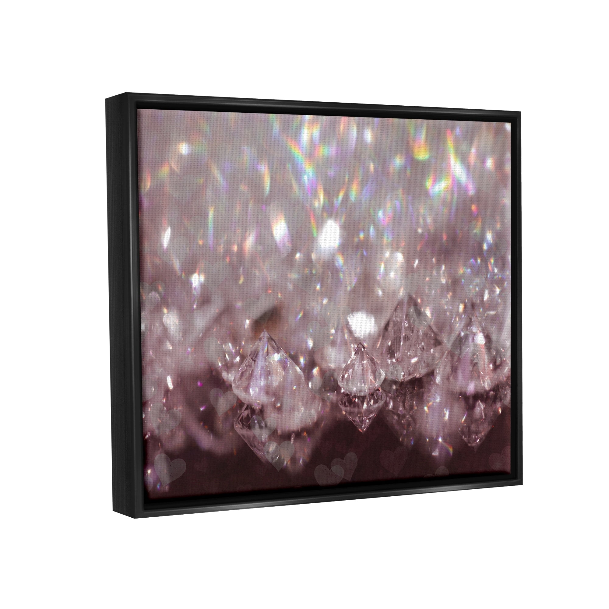 Stupell Industries Dazzling Bling Gems Luxury Fashion Glam Jewels Photograph Jet Black Floating Framed Canvas Print Wall Art, Design by Daphne Polselli