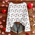 thumbnail image 2 of Tiweut Valentines Sweater Women Love Heart Cute Romantic Graphic Shirts Casual Long Sleeve Pullover Knitted Holiday Sweatshirts,White3,XL, 2 of 4