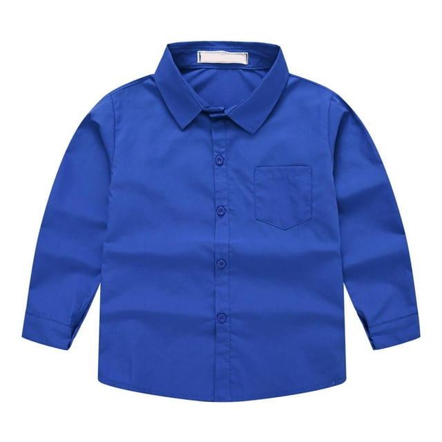 vdgthytj Toddler Boys Girls Button down Shirts Kids Long Sleeve Casual Solid Color Tops Fall Spring Blouse