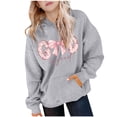 thumbnail image 2 of Sudadera con capucha para niña, con estampado de color, manga larga, informal, deportiva, con capucha, manga larga, sudadera con capucha, top con inserciones en los hombros, blusa de poliéster para ni, 2 of 7