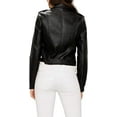thumbnail image 2 of Women's Black Lambskin Real Leather Stylish Belted Jacket Biker Motorcycle Slim Fit Coat W225, 2 of 3