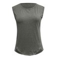 thumbnail image 2 of Women Going Out Summer Tank Tops Neck Curved Flowy Solid Color Down Sleevelesss Undershirts,Grey,L, 2 of 4