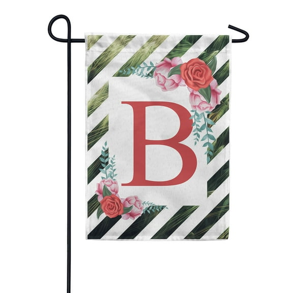 America Forever Spring Monogram Garden Flag Letter B 12.5 x 18 inches Double Sided Vertical Outdoor, Yard, Lawn, with Beautiful Bright Flowers, Floral Wreath, Rose, Summer Flowers Garden Flag