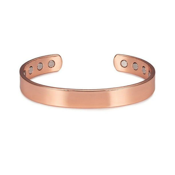 Pulsera de cobre para hombres y mujeres, brazalete magnético de cobre puro con imanes Gauss, regalo de joyería ajustable