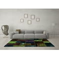 thumbnail image 3 of Ahgly Company Machine Washable Indoor Square Patchwork Turquoise Blue Transitional Area Rugs, 8' Square, 3 of 4