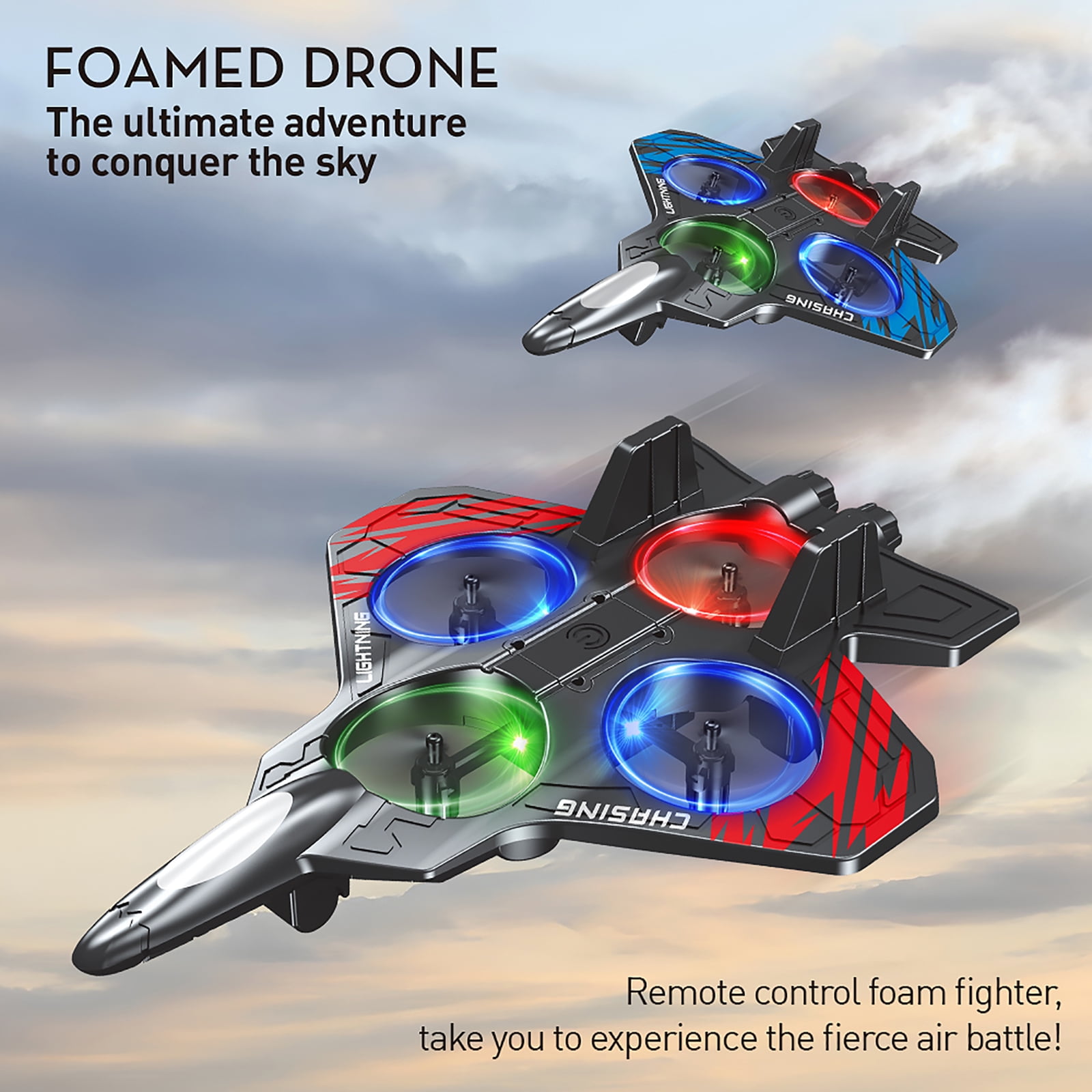 Rc Airplane With Remote Control, Stunt Foam Aircraft Equipped With Colorful Lights, Supports Sensing Control For Intuitive Flight Experience, Performs Multiple Stunt Moves,