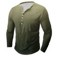 thumbnail image 2 of Dagegui Tie Dye Long Sleeve Shirt for Men Big and Tall Crewneck Button T-Shirts Fall Henley Gradient Color Tees Casual Hawaiian Travel Shirts Green 3XL, 2 of 4