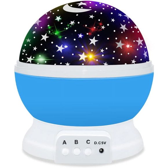 Star Projector Night Lights for Kids, 360 Rotating Star Sky Moon Light Projector, 4 LED Bulbs 14 Light Color Changing, Room Lights Glow in The Dark for Child ( Blue)