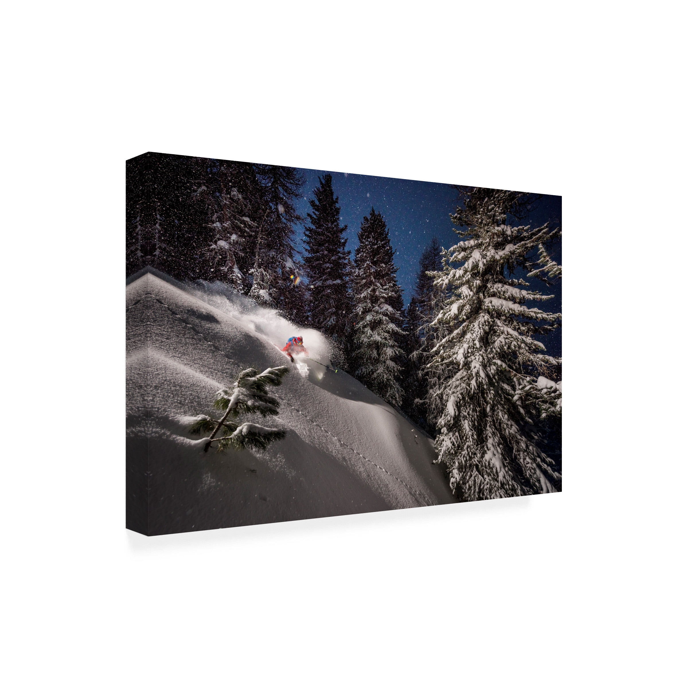 Tristan Shu 'Night Powder Turns With Adrien Coirier' Canvas Art