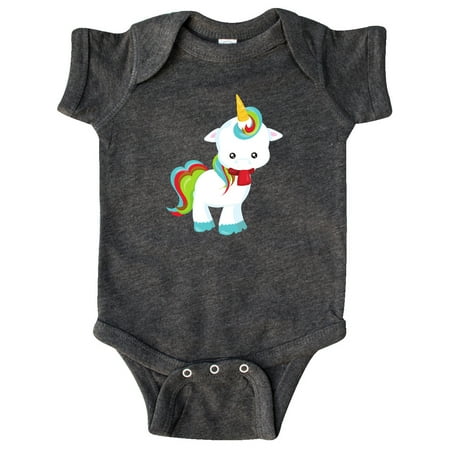

Inktastic Christmas Unicorn Unicorn With Red Scarf Gift Baby Boy or Baby Girl Bodysuit