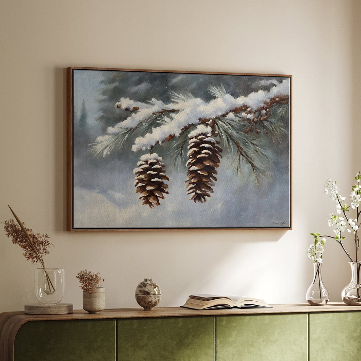 Vintage Landscape-CXCVIII By Wexford Home Framed in Walnut Wood Gallery Wrapped Canvas 17 in. x 25 in.