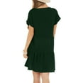 thumbnail image 4 of Mohiass Tshirt Dress Women Summer Short Sleeve Casual Dresses Drop Waist Ruffle Hem Babydoll Dress Cute Crewneck Mini Dresses Dark Green 2XL, 4 of 5