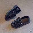 thumbnail image 4 of Nmnitkp Girls Leather Shoes Patent Leather Loafers, Chunky Sole Metal Chain Accent Flats, Non-Slip Soft Sole Princess Shoes for Spring & Summer Black,36, 4 of 9