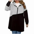 thumbnail image 5 of Sakmal Jackets for Women Gray Duster Oversized Long Jacket Patchwork Hooded Tops for Women, 5 of 5