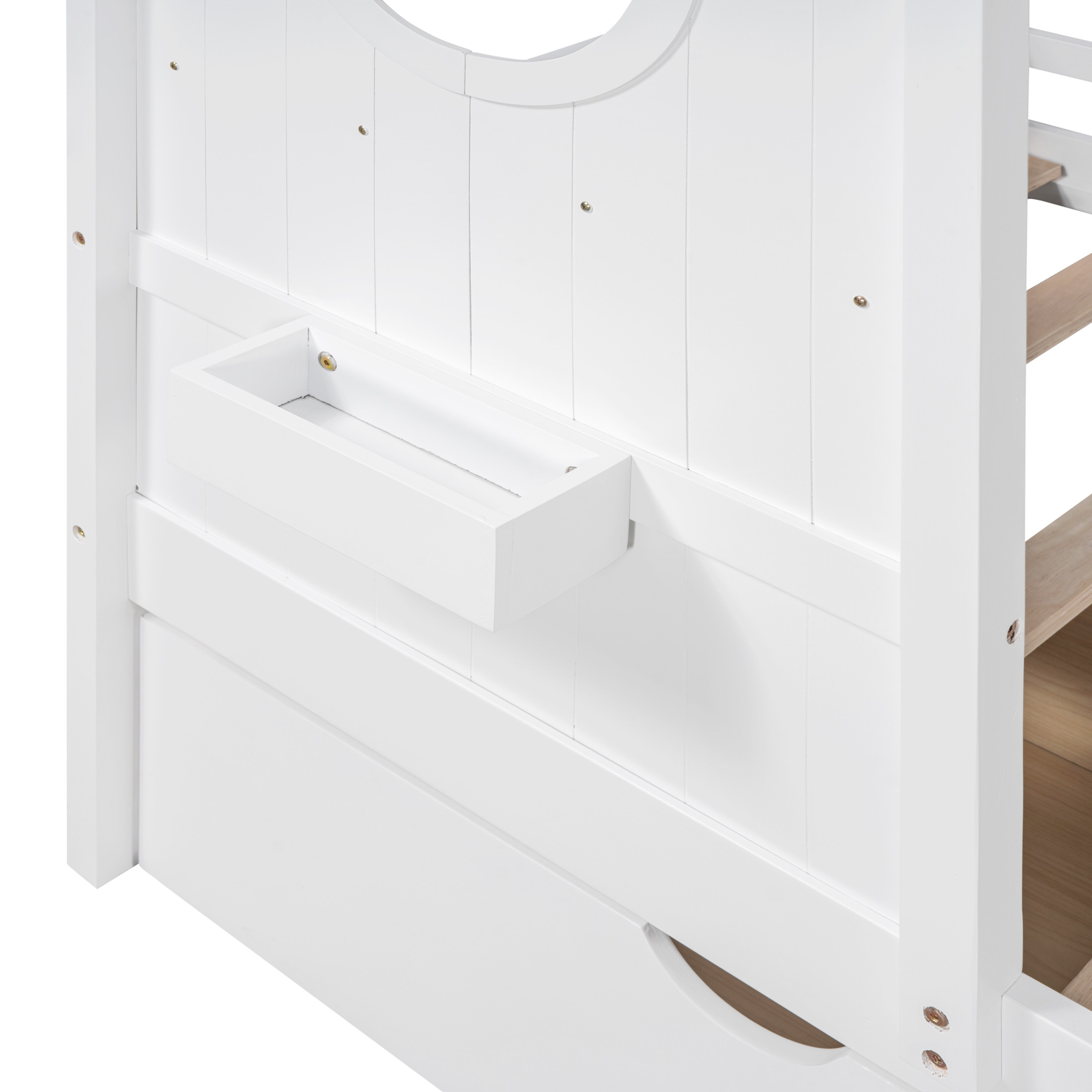 Noble House Wooden Twin Size House Bed with 2 Drawers,Kids Bed with Storage Shelf, White