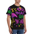 thumbnail image 2 of Vsdgher Mardi Gras with Flamingo Print Men's Dry Fit Mesh Athletic Shirts Moisture Wicking Tennis T-Shirt Tops, 2 of 9