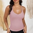 thumbnail image 5 of Women's Ribbed Knit Deep V Neck Tank Top with Seamless Design - Large, Pink, 5 of 7