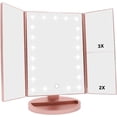 thumbnail image 1 of Lighted Makeup Mirror Trifold Vanity Mirror with X/X/X Magnification Natural LED Nights and Touch Screen Batteries and USB Power Supply Adjustable Tabletop Cosmetic Mirror (, 1 of 7