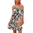 thumbnail image 2 of Qiylii Women Suspender Floral Dresses, Off Shoulder Sleeveless V Neck A-Lined Summer Fall Casual Street Midi Dress, 2 of 9