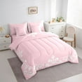 thumbnail image 3 of Feelyou Retro Pink Damask Twin Bedding Sets 7pcs, Boho Flower Women Bedding Comforter Set, 3 of 8