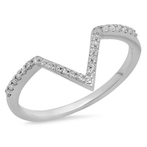 Dazzlingrock Collection 0.15 CT 14K Round White Diamond Wedding Band Ring, White Gold, Size 5.5